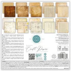 Rückseite des 6x6 Paper Pads mit Übersicht der Designs und Produktinformationen
