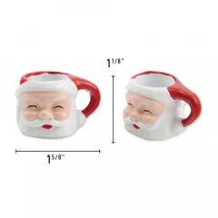Santa-Tassen mit Größenangaben 1 5/8 Zoll Breite und 1 1/8 Zoll Höhe