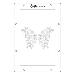 Schichtschablone mit verziertem Ornament-Muster für die Flügelinnenzeichnung eines Schmetterlings