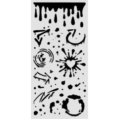 Schablone Ink Splatters ohne Verpackung mit Farbtropfen, Spritzern, Pfeilen und Herz-Klecks