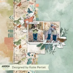 Romantisches Scrapbook Layout in Grün und Beige mit Schmetterlingsmotiv