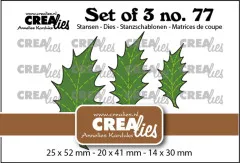 Set of 3 Stanze - Nr. 77 - Leaves 22 Solid Holly with Stitchline