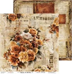 Craft O'Clock Shades Of Nature Bogen 4 mit alten Postdokumenten, Ziffern und großen Rosen