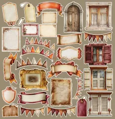 Ausschnitt mit Etiketten, Bannern und Fenstern aus dem Shades Of Nature Set
