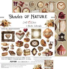 Craft O'Clock Shades Of Nature Precious Extras Set mit Übersicht der Ausschneidebögen und Uhren-Motiven.