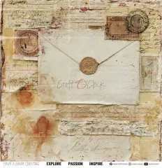 Craft O'Clock Shades Of Nature Umschlag-Rückseite mit Briefumschlag und Vintage-Schriftzügen