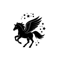 Siegelmotiv mit galoppierendem Pegasus und Sternen