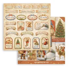 Journaling-Etiketten und Textbanner, Rückseite Santa-Porträt-Raster.