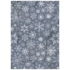 Blaugraues Hintergrundpapier mit weißen Schneeflocken.