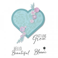 Framelits Dies w/Stamps Set - Blooming Heart