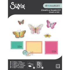 Sizzix - Clear Stamps with Cutting Dies - Postage Wings by 49 & Market