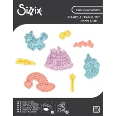 Sizzix - Clear Stamps with Cutting Dies - Unicorns and Rainbows