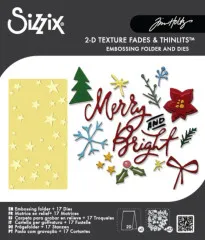 Thinlits Die & Embossing Folder - Vault Side-Order Merry + Bright by Tim Holtz