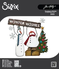 Sizzix Thinlits Stanzschablonen Set Twig and Stump mit Schneemännern und Baum