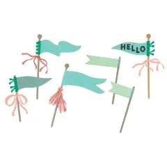 Fertig gestaltete Papier-Wimpel und Banner als Anwendungsbeispiel für Sizzix Stanzen