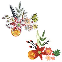 Zwei fertige, bunt gestaltete Blumenarrangements als Anwendungsbeispiel