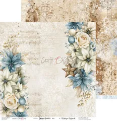 Zweiter Bogen des Snow Games Scrapbooking-Papiers mit zarten Mustern und weihnachtlichen Blumen.