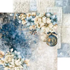 Doppelseitiges Scrapbooking-Papier Snow Games mit blauem Winterhintergrund