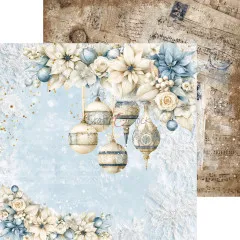 Hintergrundpapier mit Weihnachtskugeln und Notenblatt-Design Snow Games