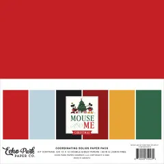 Coordinating Solids Paper Pack mit sechs einfarbigen Papieren in Rot, Hellblau, Schwarz, Gelb und Grün