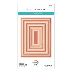 Spellbinders Precision Layering A2 A Stanzschablonen Set mit 16 Metallstanzen in Verpackung