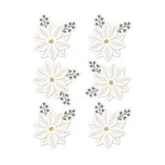 Spellbinders - Dimensional Acetate Stickers - Sleigh Bells Ring - Gold Poinsettias by Rosie's Studio