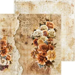 Scrapbook-Papier mit Spitzenmuster, Rissen und Blumenarrangement