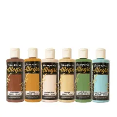 Stamperia Allegro Symphony Set mit 6 Farbflaschen in Chocolate, Cookie, Ancient Pink, Nougat, Leaf Green, Indian Turquoise