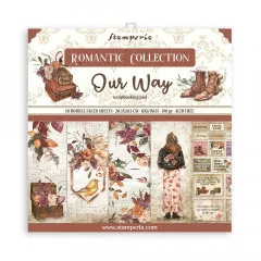 Stamperia Our Way Scrapbooking Pad, 10 doppelseitige Bögen, 20,3x20,3cm, Romantic Collection mit Vintage-Elementen und Blumenmotiven
