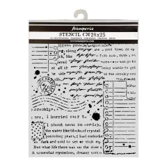 Stamperia Thick Stencil Schablone 20x25cm mit Cozy Family Letters Motiv und Vintage-Textdesign