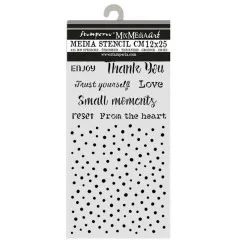 Stamperia Thick Stencil Cozy Family Schablone mit Schriftzügen und Punktmuster, 12 x 25 cm