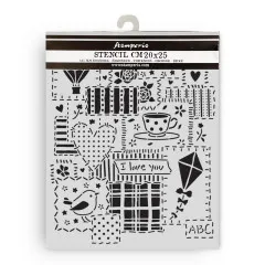 Stamperia Thick Stencil Family Patchwork 20x25 cm in Originalverpackung mit Aufhänger