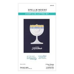 Spellbinders - Clear Stamp & Die Set - Menorah Lights