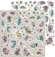 Stanzbogen mit Rosen-, Hortensien- und Lavendelsträußen in Creme, Mint und Flieder