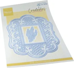 Creatables-Stanzform "Anja's Oval" mit filigranem Spitzenrahmen und rechteckigem Fensterausschnitt.
