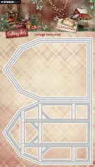 Stanzform Cottage Barn Card für eine gefaltete Karte in Scheunenform mit Fensterausschnitten.