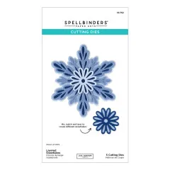 Verpackung zeigt eine große mehrschichtige Schneeflocke in Blautönen sowie eine kleinere blütenförmige Variante.