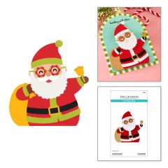 Weihnachtskarte mit der Weihnachtsmann-Figur und Schriftzug „Twinkling with Cheer“