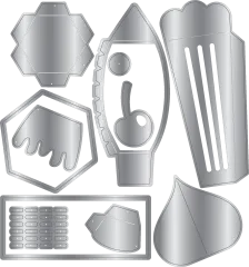 Stanzformenbogen mit allen Einzelteilen für den 3D-Eisbecher.