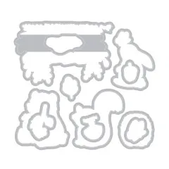 Umrissdarstellung der zugehörigen Sizzix-Stanzformen (Framelits) für alle Waldtier-Motive des Sets