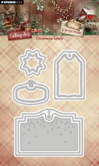 4-teiliges Stanzform-Set Christmas Labels mit Stern-, Anhänger- und Schild-Motiven.