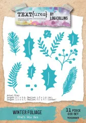 Verpackung des 11-teiligen Stanzform-Sets Winter Foliage mit Tannenzweigen, Stechpalmenblättern und Beerenzweigen.