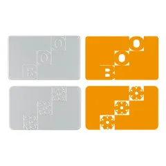 Stanzschablone aus Metall neben ausgestanzter Papierform in Orange