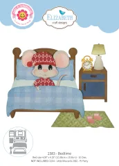 Stanzschablonen-Set Bedtime von Elizabeth Craft Designs mit Bett, Maus im Schlafanzug, Nachttisch, Lampe und Wecker