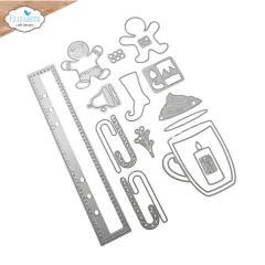 17-teiliges Stanzschablonen-Set Cozy Season und Verstärkungsstreifen von Elizabeth Craft Designs