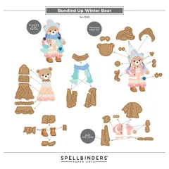 Übersicht aller 28 einzelnen Stanzschablonen des Winter Bär Sets