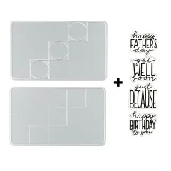 Metall-Stanzschablonen und transparente Silikonstempel mit Sprüchen für Triple Step Cards
