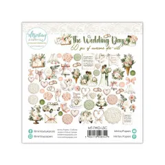Alle 60 Stanzteile der Wedding-Day-Kollektion im Überblick, u. a. Brautpaar, Schwäne, Torte und Hochzeitsauto.