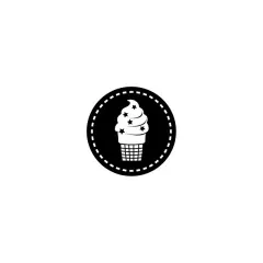 Stempel flächig Kreis Naht Eis Motiv Abdruck auf weißem Hintergrund
