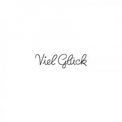 Holzstempel Viel Glück von Blau in Gelb mit handschriftlichem Motiv